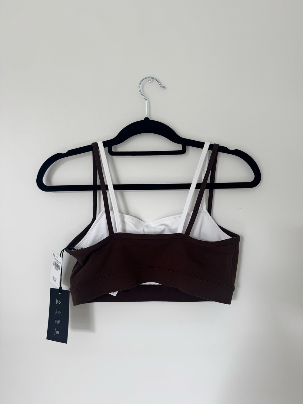 NWT Abercrombie YPB Layered Brown and White Sports Bra - Picture 3 of 4